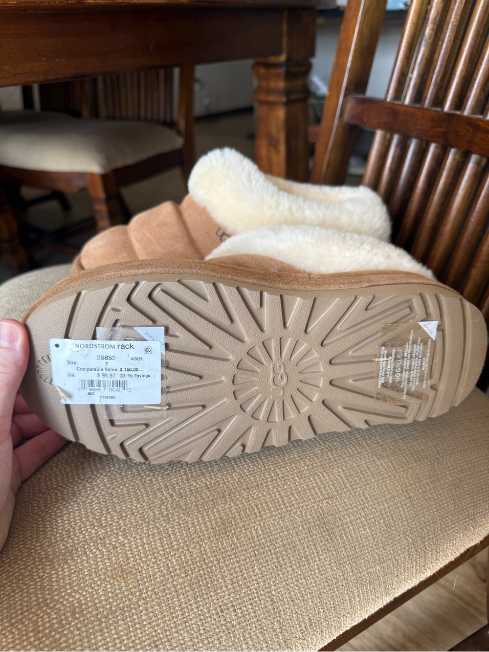 UGG Chestnut Suede Shearling Bootie Slippers - Picture 4 of 5